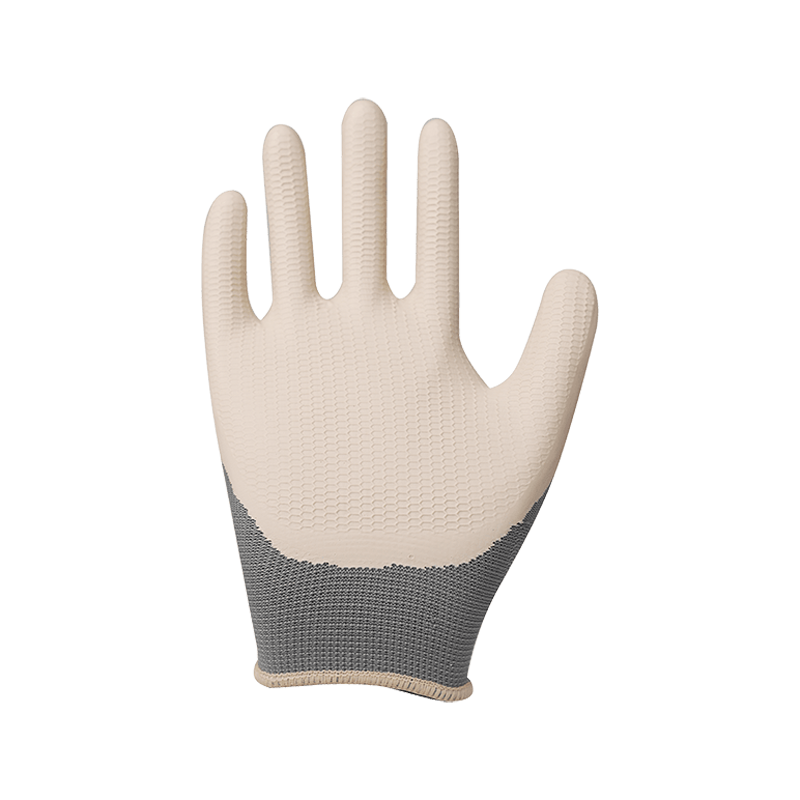 Poliéster 13G con revestimiento de látex de espuma antideslizante.