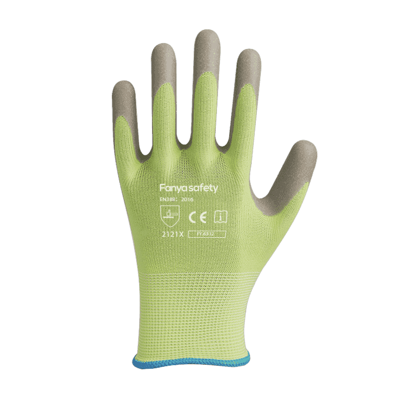 Poliéster 13G con revestimiento de látex de espuma antideslizante.
