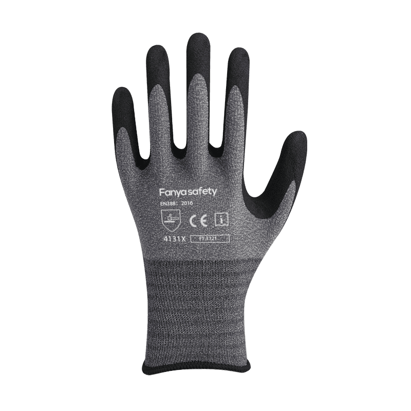 Forro de nailon/spandex de 15G con revestimiento de nitrilo arenoso.
