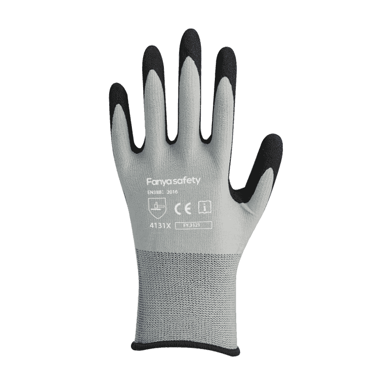 Forro de nailon/spandex de 15G con revestimiento de nitrilo arenoso.