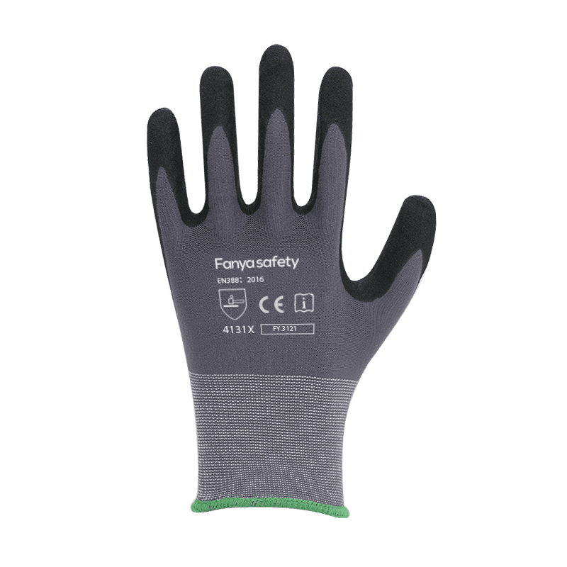 Forro de nailon/spandex de 15G con revestimiento de nitrilo arenoso.