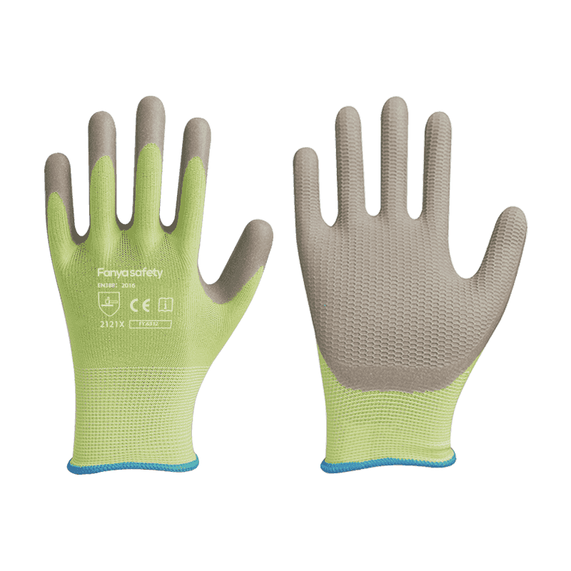 Poliéster 13G con revestimiento de látex de espuma antideslizante.